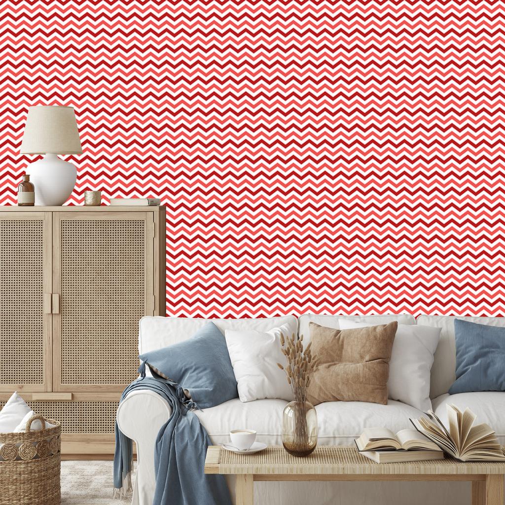 Zigzag Coral and Red Wallpaper for Living Room and Bedroom 50x1000