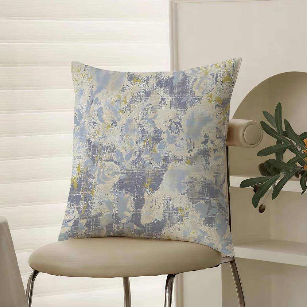 Retro Ink Prints Beautiful Pillow Case Comfort Sofa Bed Silky Elegant Invisible Zipper Decorative Cushion Cover