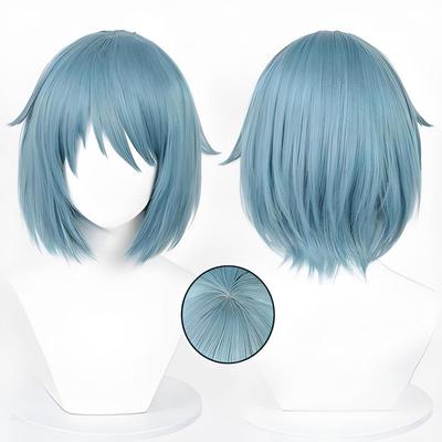 Anime Cosplay Peruk, Miki Sayaka Ljusblå Kort Bob Högtemperaturfiber Syntetiskt Hårstycke