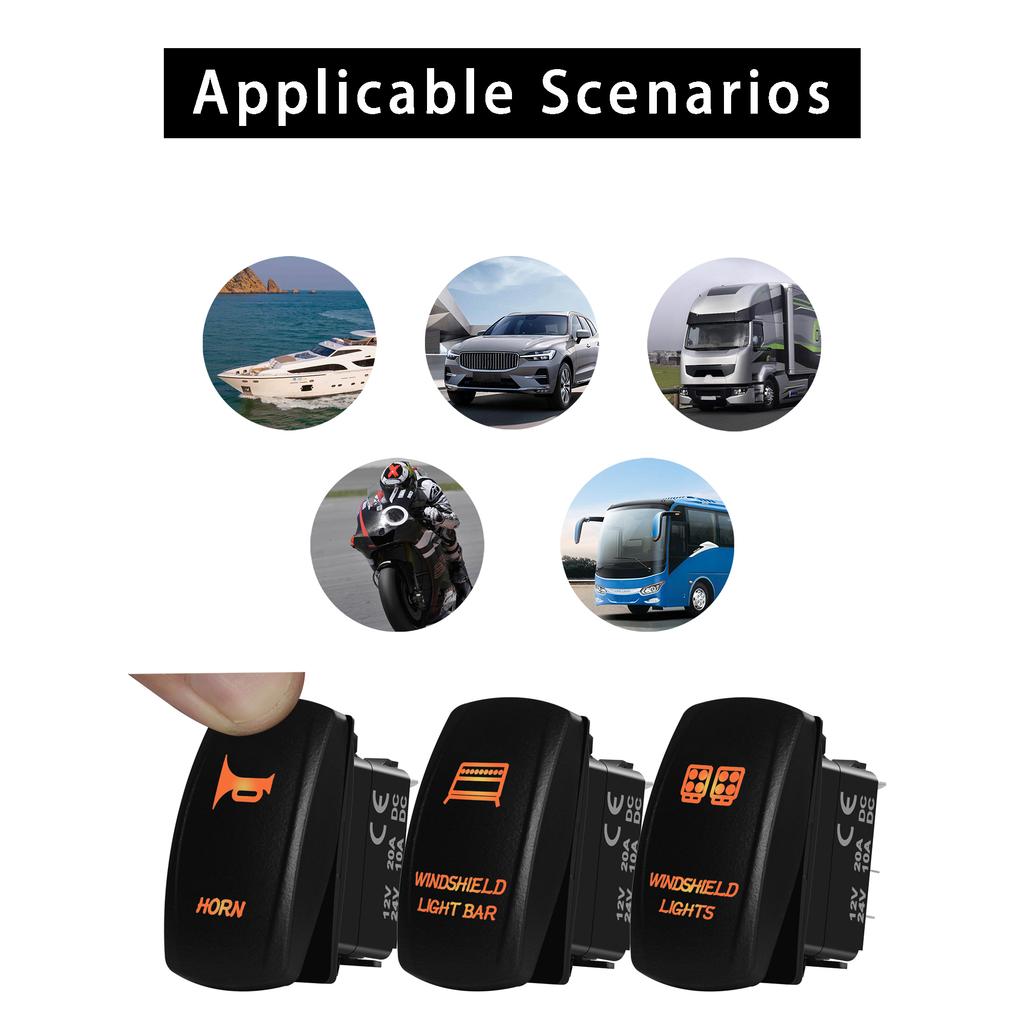 Comutator Basculant cu LED Portocaliu/Chihlimbar Bară Luminoasă LED Lumini Spot 5P/7Pini Pornit Oprit Pornit Pentru Mașină Barcă Camion PV Stil ARB Piese Auto Camper Comutatoare Baterie5