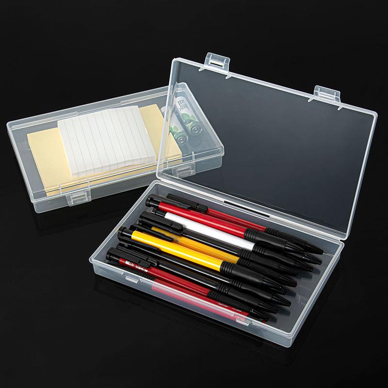 Double Button PP Transparent Plastic Box Hardware Parts Photo Storage Box Rectangular Product Packaging Component Plastic Box