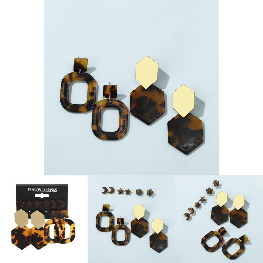 Modern Print Leopard Acrylic Star Earrings For Women Perfect Promotions For