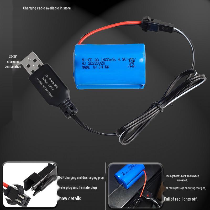 4.8V 1400mAh NiCd AA Battery Pack - Rechargeable 5-Ct for Remote Control Toys (Up To 300 Cycles)