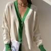 Hirsionsan, primăvară, toamnă, mozaic, tricot, cardigane femei, noi, un singur piept, vintage, pulovere coreene, haine la modă pentru femei