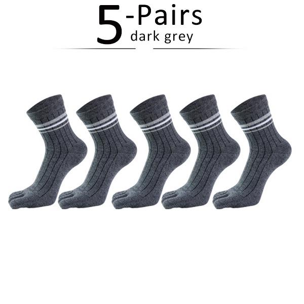 5 Pairs Man Short Five Finger Socks Pure Cotton Solid Business Striped Standard Breathable Socks With Separate Toes  Sell