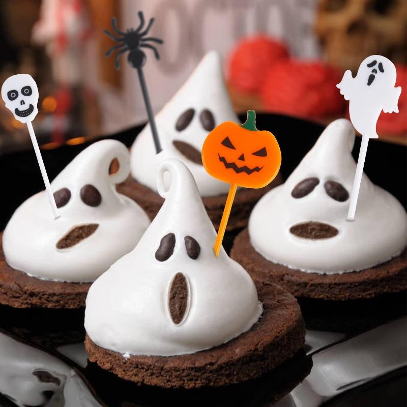 10pcs/set Cartoon Children Cake Dessert Pick Toothpick Lunch Pick Halloween Fruit Fork Food Fork Bento Lunches Party Decoration
