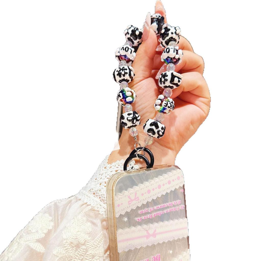 Hand-Painted Beaded Phone Lanyard & Keychain Charm