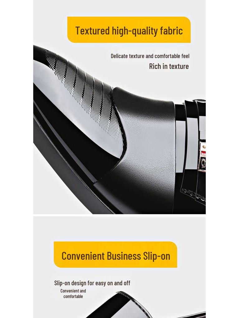 Men's Spring Breathable Leather Shoes - Business Casual, British Style, High-End Pointed Toe for Formal or Wedding Occasions.