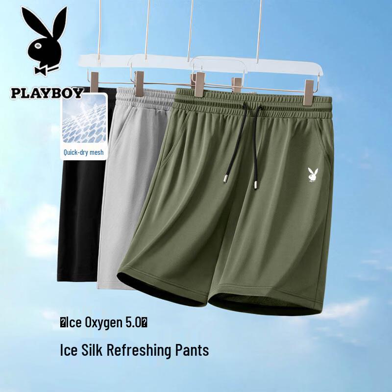 PLAYBOY Men s Ice-Feel Breathable Casual Shorts 5XL