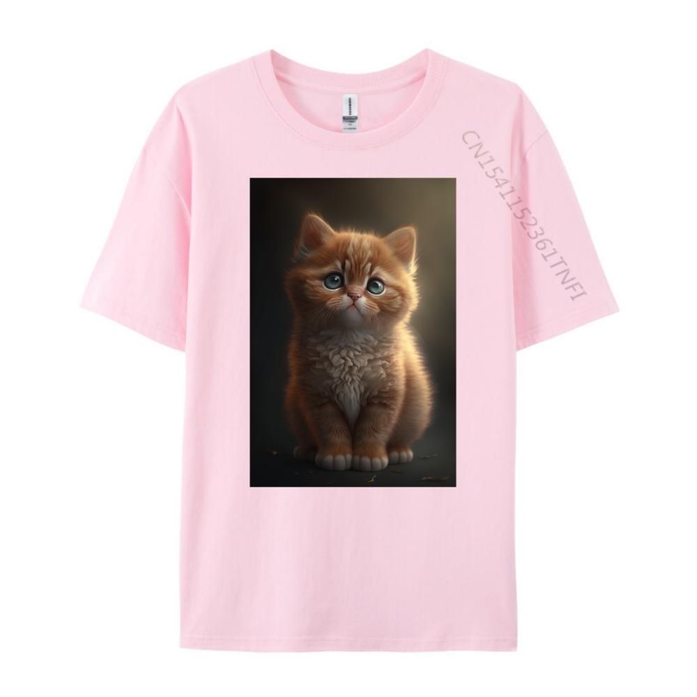 Cute Cat Kitten Luxury Clothing Men's Shirt Red And Black Graphic T Shirt Summer Original Mens T-Shirts Printed On