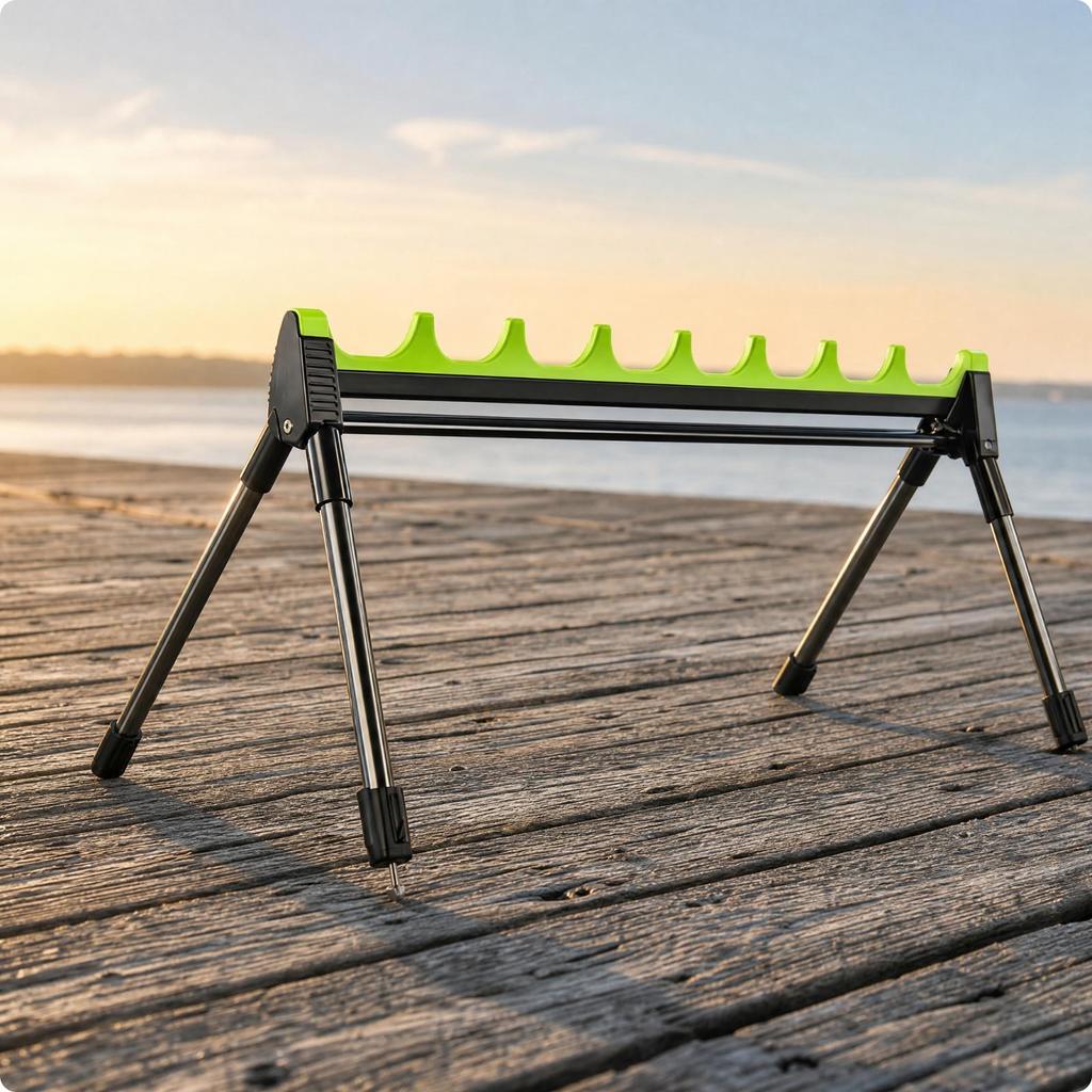 Adjustable Aluminum Fishing Rod Rack Folding with Extendable