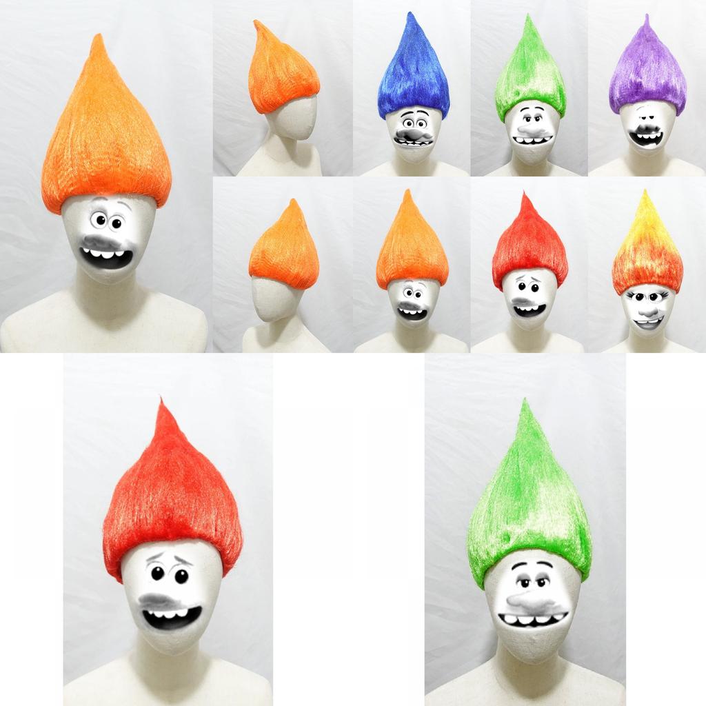 Parrucca Cosplay Trolls Stile Fiamma Per Feste di Halloween e Costumi Anime