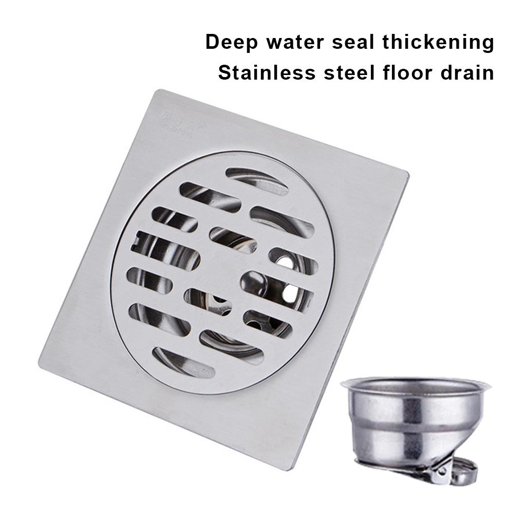 Stainless Square Bathroom Floor Drain Waste Hair Trap Wet Room Shower Washing Machine Drain