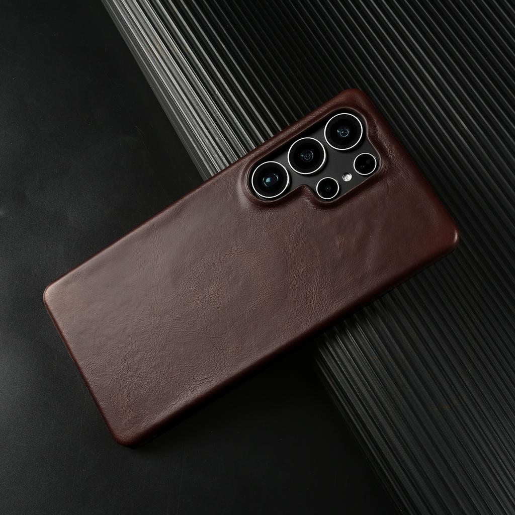 Naturligt Äkta Koskinn Fodral För Samsung Galaxy S25 Ultra S26 S24 S23 S22 S21 Affärsmässigt Skyddande Baksida Telefonfodral