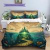 Ocean Fantasy Castle Pattern Bedding Quilt Set  Home Decoration  Gift (1 * Duvet Cover + 2 * Pillowcase  Without Core)