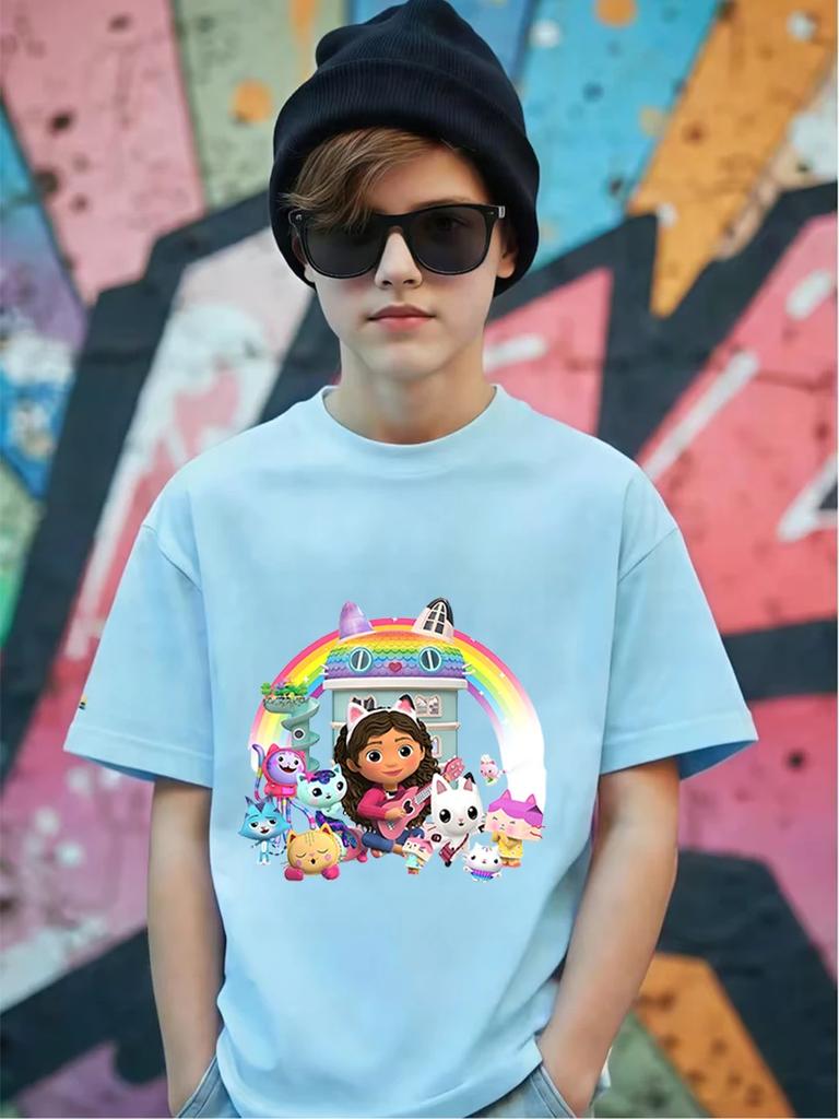 DJ Catnip Gabby's Dollhouse Short Sleeve T Shirt Kids Summer Cute Crewneck Casual Age 3-14
