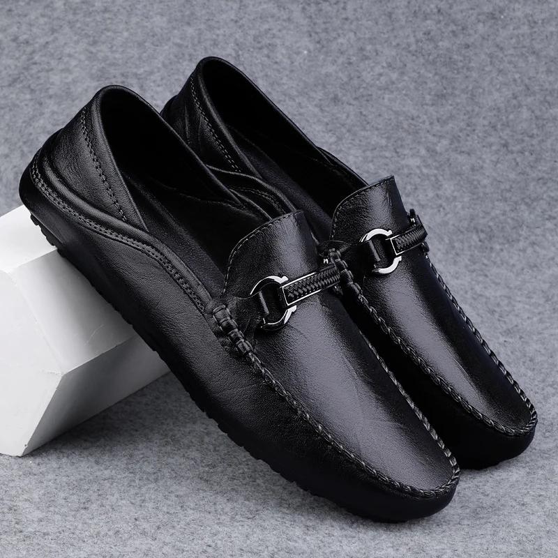 Fashion Fashion Design Men Leather Shoes Classic Casual Male Shoes Adult Driving Moccasin Soft Non-slip Loafers for Man Slip-On Footwear