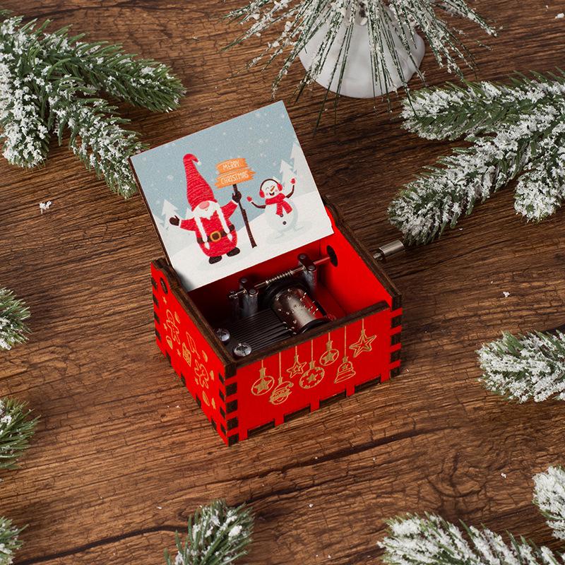 Wooden Hand-Cranked Christmas Music Box Ornament