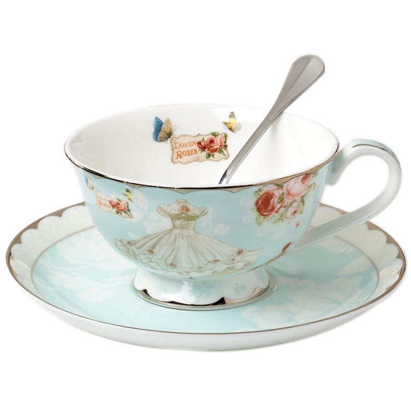 Elegantes Teetassenset Bone China Teetasse und Untertassenset Blumendesign Kaffeetassenset Teetasse Dessertteller Porzellan Trinkgeschirr Geschenk