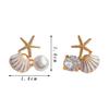 Cute Small Starfish Shell Stud Earrings for Women Asymmetric Rhinestones Imiation Zircon Charms Earrings Trendy Sweet Zircon