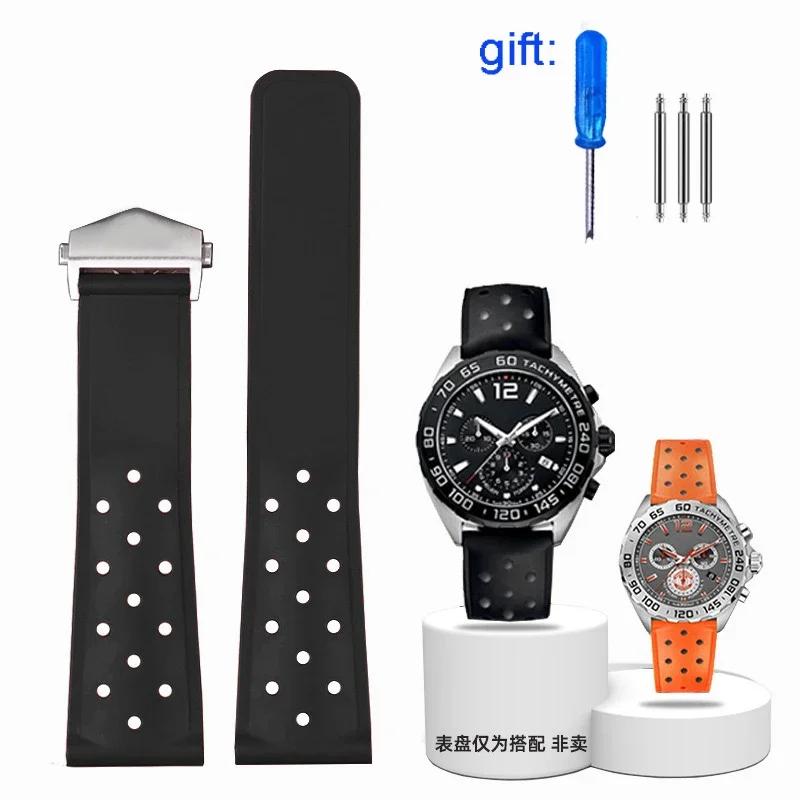 Uhrenarmbänder Für TAG HEUER F1 Rennwagen, CARRERA Und Tauchserien Hochwertiges Silikonkautschuk-Uhrenarmband Herren 22mm