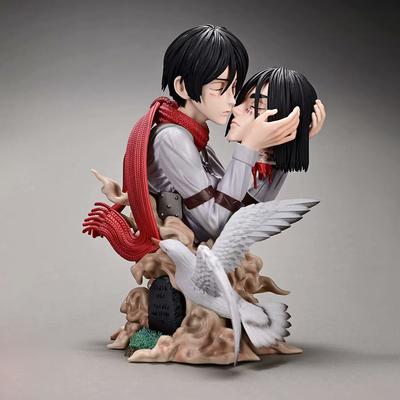 Attack on Titan Polibek smrti Mikasa Ackerman Drží Erena Yeagera GK PVC Akční figurka Anime figurka Model Hračky Sběratelská panenka Dárek