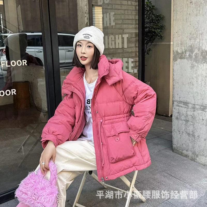 Womens Mid-Length Puffer Jacket Thick Warm Down Coat Slim Fit With Pockets Winter