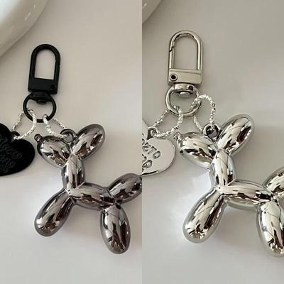 2-color Plating Balloon Poodle Dog Puppy Ring Keychain