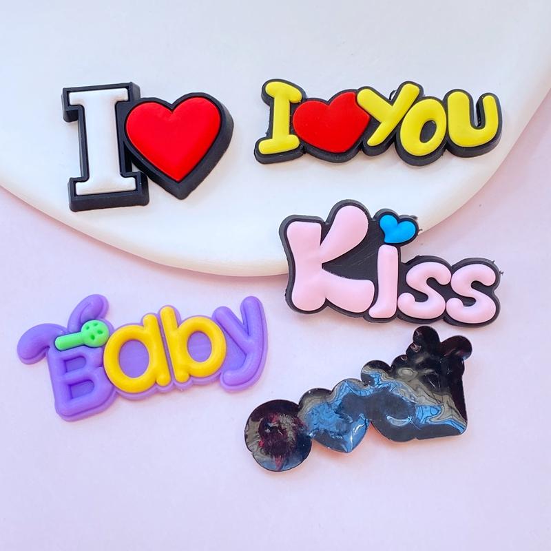 10Pcs New Cute Love Letter Series PVC Flexible Glue FlatBack DIY Scrapbook Embellishment Phone Craft Decoration