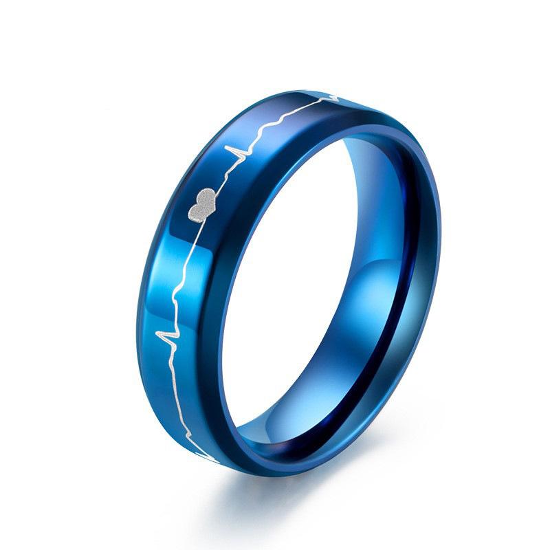 

Titanium Steel Electrocardiogram Ring Korean Version Couple Ring Tail 11#