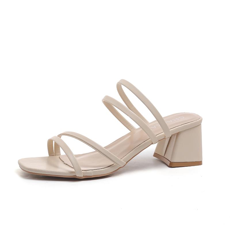 Fashion 2025 Summer Women's Sandals Casual Female Slippers Fashion Sexy Female Shoes Square Heel Open Toe Ankle Strap Sandals Sandalias