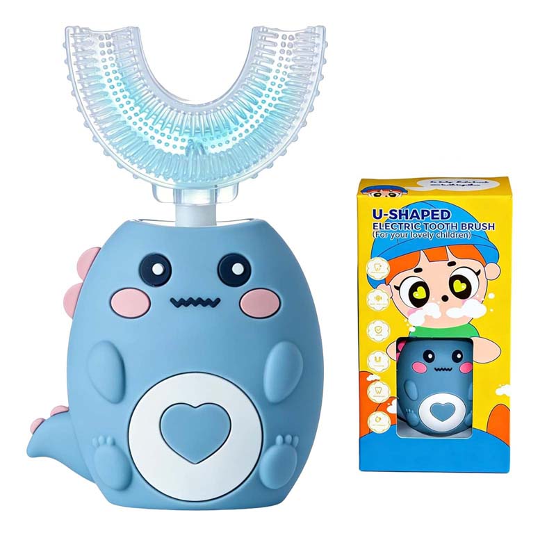 

Children U Shape Replacement Oral Care Cleaning Brush Rechargeable Kids Tooth Cleaner U Shape Toothbrush синий