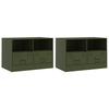 TV Cabinets 2 pcs Olive Green 67 x 39 x 44 cm Steel