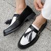 Luxury Retro Fashion Designer New Black White Tassels Casual Shoes For Men Slip On Loafter Formal Wedding Dress Homecoming