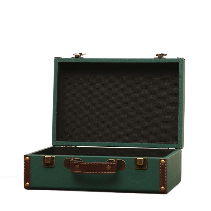 Vintage Leather Jewelry & Sundries Storage Box - Wooden Photography & Decoration Chest