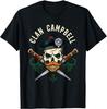 Campbell Surname Scottish Clan Skull Tam Dirks Tartan Badge T-shirt Tops Tee Size S-4XL