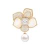 New Korean Version Of Heavy Industry Natural Fritillary Camellia Brooch High-End Luxury Copper Micro-Inlaid Flower Pearl Corsage Accessories
