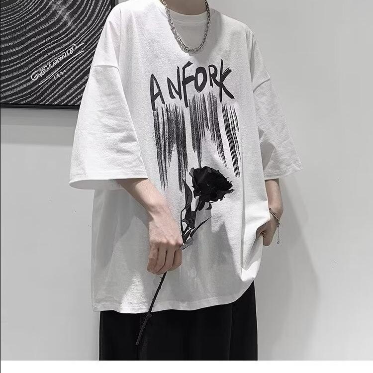 Men's Loose Fit Pure Cotton T-Shirt - Summer 2026 Trendy Short Sleeve Casual Wear.