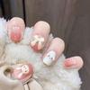 French Love Heart Blush Rabbit Nails - Cute and Comfortable for Students and Pregnant Women, 24 Pieces