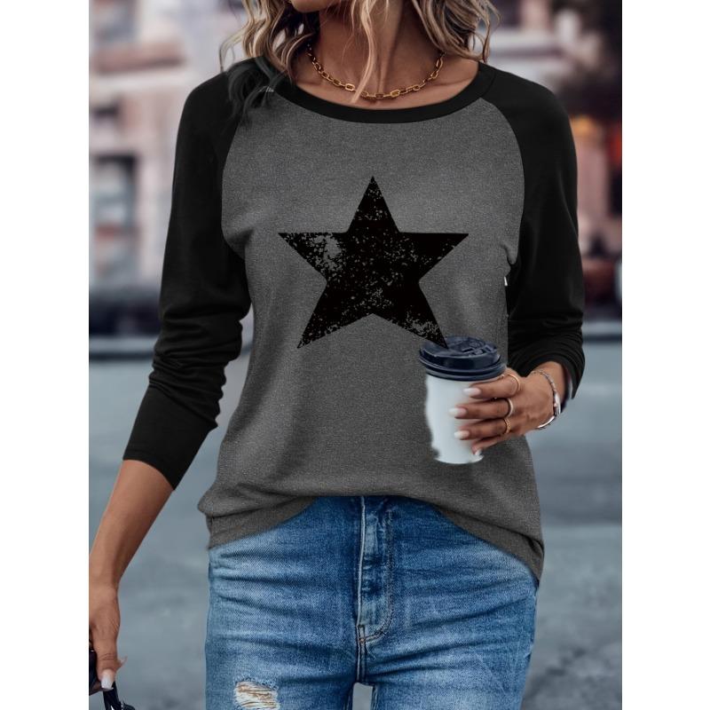 

Geometric star print long-sleeved T-shirt XL