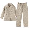 Winter Pajamas Women's New Woven Plaid Clip Padded Jacket Three-layer Warm Suit Velvet Thickened Outer Wear Loungewear