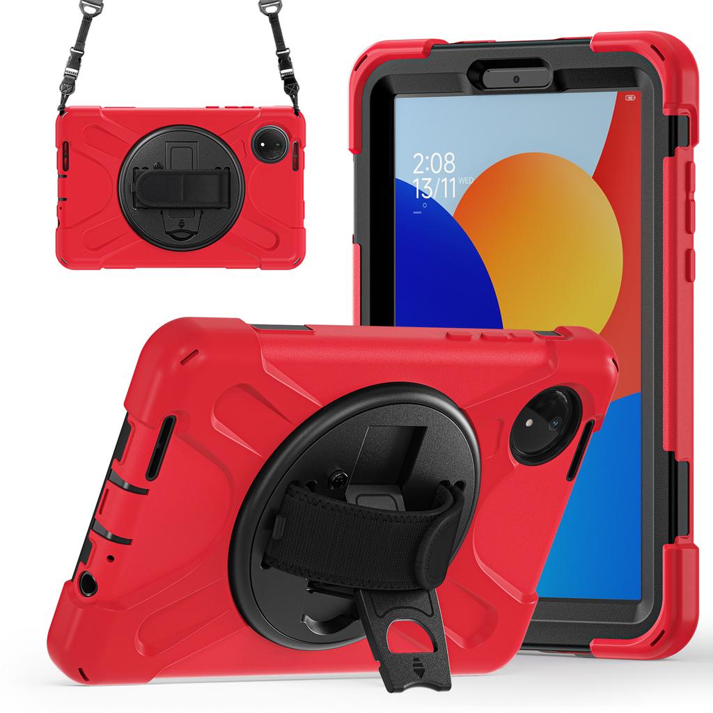 Heavy Duty PC Armor Case for Redmi Pad SE 8.7 360 Rotating Stand Strap Cover for Redmi Pad SE 4G 8.7 inch