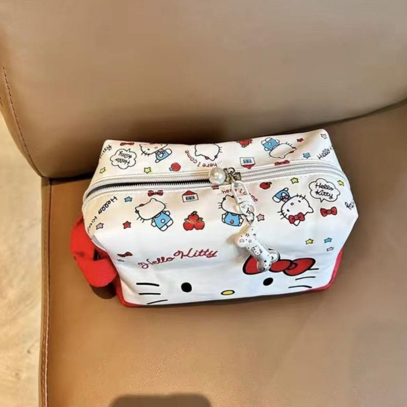 Hello Kitty Large Capacity Portable Makeup Bag - Cute Sanrio Cartoon Travel Storage