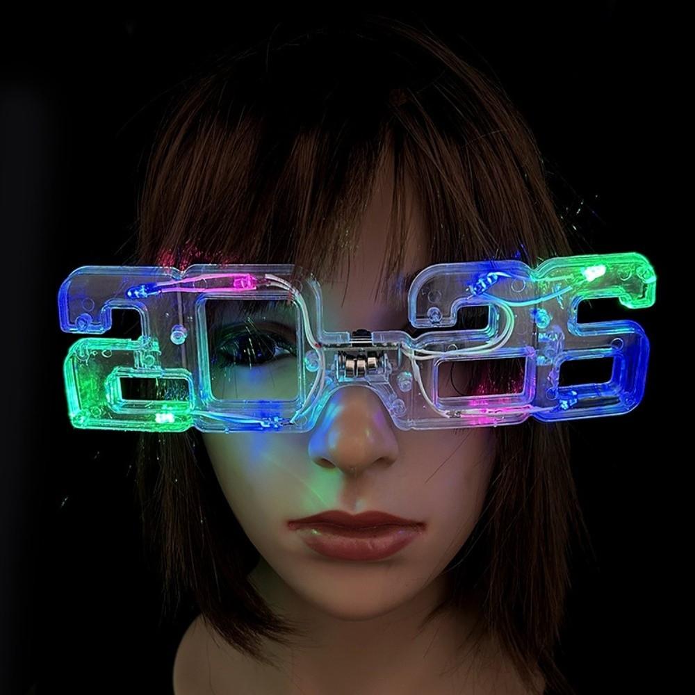 Number 2026 LED Glow Glasses Square Shape New Year Party Glasses New Year Gift