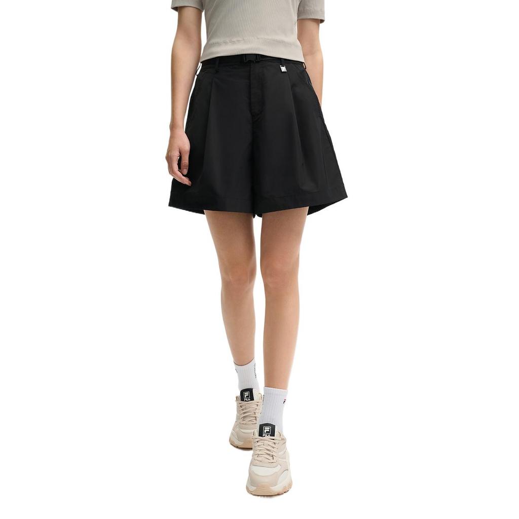 Fila Milano Series Solid Color Three-Quarter Casual Shorts Women Shorts Black F11W525803F-BK