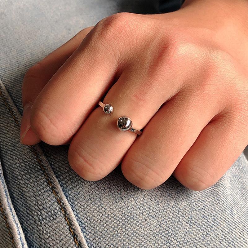 Retro Big and Small Beads Ring For Women Simple Gothic Fashion Open Ring Handmade Designer Zircon Unisex Accessories Love Gift