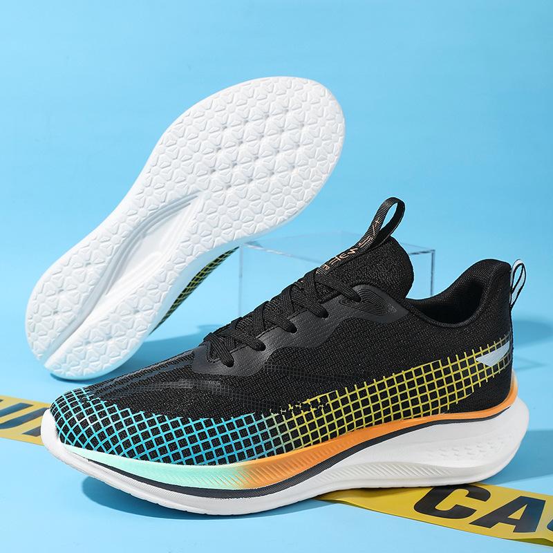 Flying woven mesh breathable casual student running shoes shock-absorbing sports shoes spring and summer single shoes