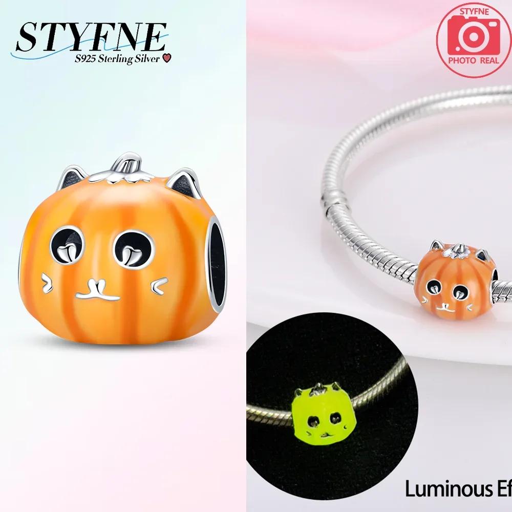 Charms Plataoriginales Luminous Pumpkin Beads For Charms Copper Bracelet Beads Jewellery Making Women'S Gift