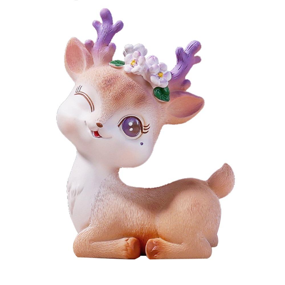 Reindeer Car Decoration Resin Animal Statue Mini Elf Deer Figurine  Home