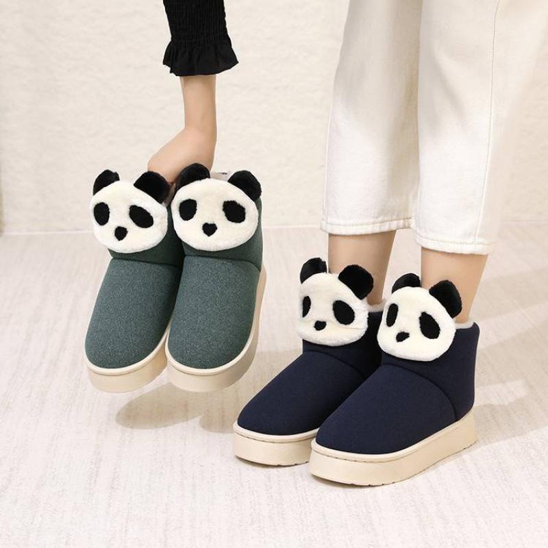 Couple velvet cotton shoes indoor home shoes high-top fluffy shoes men's and women's all-inclusive cotton slippers outer wear warm shoes women